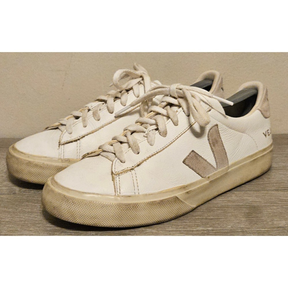 Veja Campo White Natural Leather Casual Shoes Sneakers Womens Size 8 EU 39